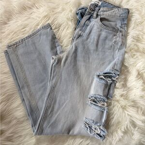 Almost Famous Light Blue Distressed Straight Leg Jeans